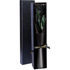 Preserved  Gifts for Women,  for Delivery, Single Roses with Stem, Valentines Day Roses Gifts for Her, Mothers Day  for Mom (Black, Single Rose)