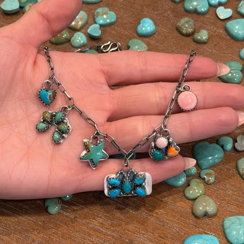 Turquoise Dreamer charm Necklace Sterling silver 16"