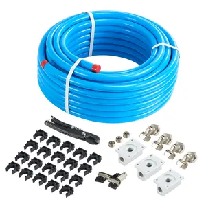VEVOR Air Compressor Line Kit, Summervibes, 100FT x 3/4", HDPE-Aluminum Compressed Air Piping System, Leak-Proof, Pressure-Resistant & Easy-to-Install, Compressed Air Line Tubing Kit for Garages Workshops, Blue