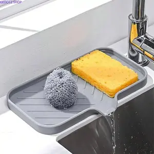 Silicone Sink Drain Mat, Non-Slip Self-Draining Kitchen Sink Organizer, Sponge & Dish Drying Pad, Space-Saving Kitchen Gadget for Countertop, Sink & Home Use