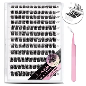 Self Adhesive Eyelashes, 200/144 Pcs Self Adhesive Eyelash Clusters, No Glue Needed, Invisible Strip Tape - Longer Lasting, No Sticky Residue Pre Glued Eyelashes lashes eyelashes, Makeup (Natural-Mixed)