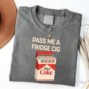 Pass Me A Cig T-Shirt, Diet Lover Shirt, Beverage Humor Shirt, Retro Soda Drink Shirt, Quirky Caffeine Addict Tee for Men,Streetwear Style,Soft Material