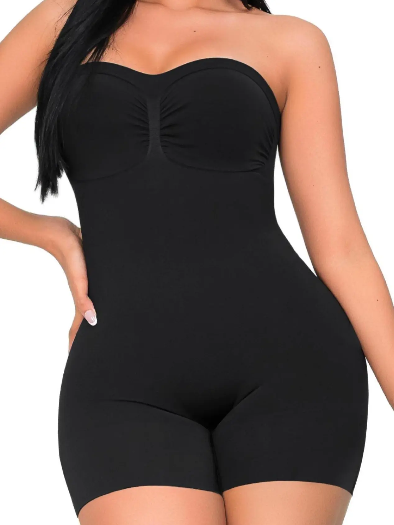 Stagmi SMI7168 Women's Strapless Sleeveless Faja Jumpsuit with Seamless Push Up Bust Frill, 360° Tummy Control for Waist Training & Freedom, Fabric, Bottom, Outerwear, Compression, Jackets, Basic, Shapewear, Body Contouring, Tube, Events, High Stretch, So