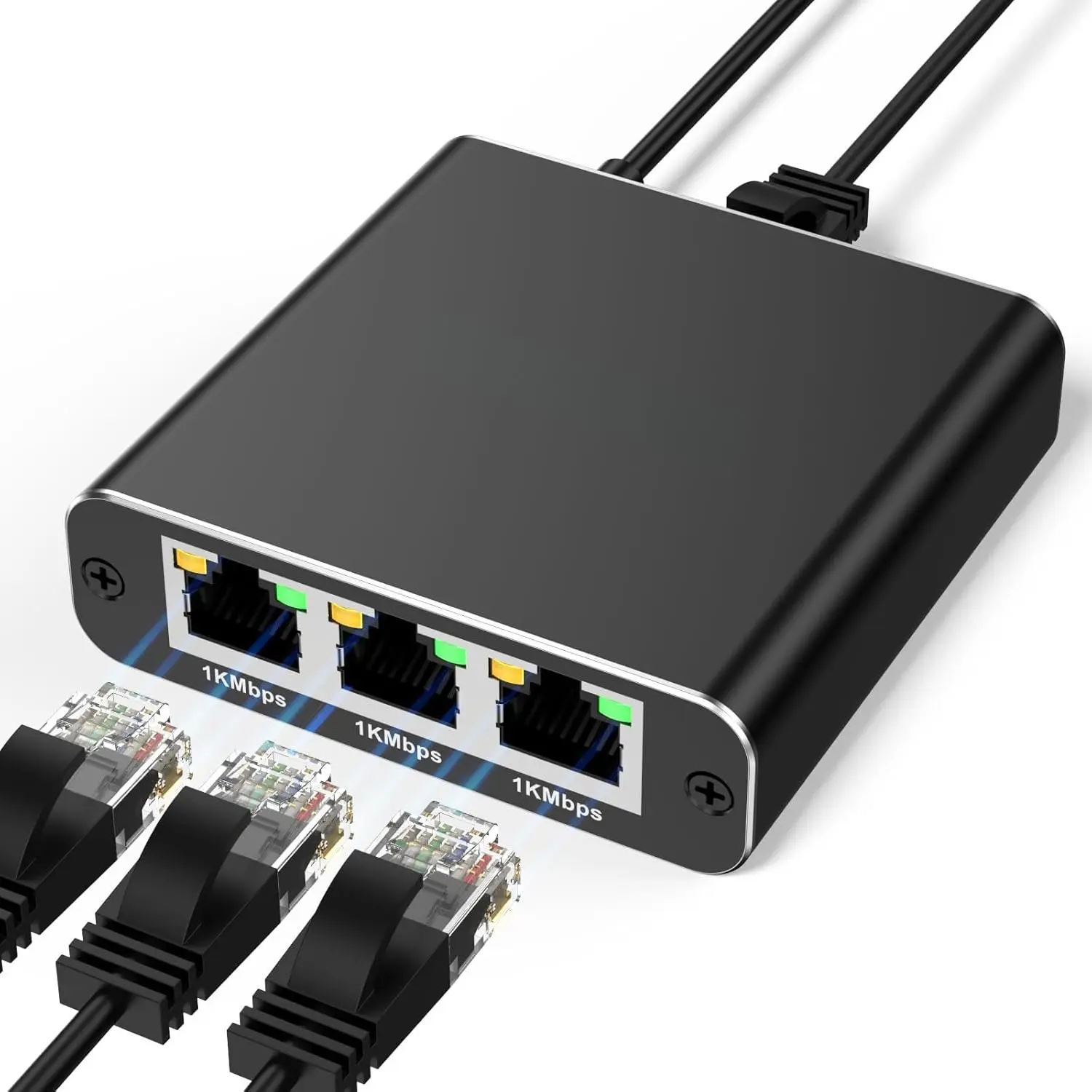 Ethernet Splitter 1 to 3 1000Mbps,  Internet  Splitter 1 in 3 Out High Speed  Network Gigabit for LAN RJ45 Port Router  Work with Cat5/5e/6/7/8