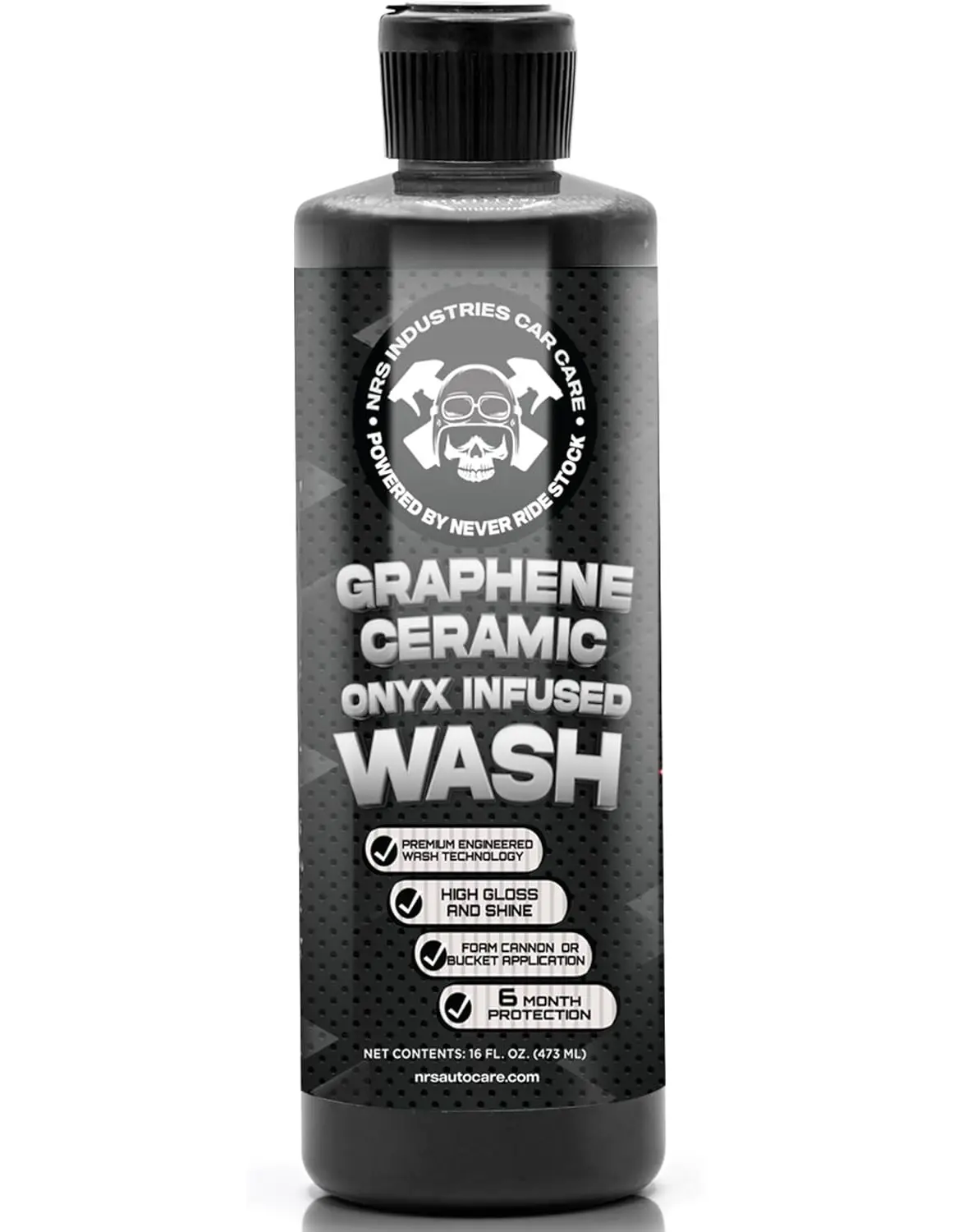 Never Ride Stock 16oz Graphene Foam Ceramic Car Wash Shampoo | Onyx Foam Wash for Cars, Trucks & SUVs | Safe on Paint, Trim & Glass | Long-Lasting Hydrophobic Protection