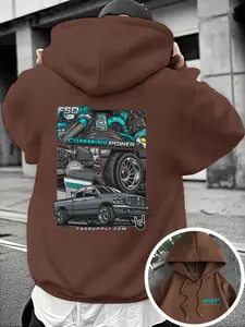 Cummins Hoodie with Turbo Diesel Truck Pattern, Dodge RAM Fan Street Style, Unisex Graphic Sweatshirt, Fall & Winter Casual Wear, Casual Sports Hoodie