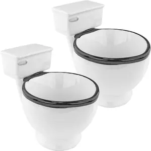 Fairly Odd Novelties FON-10036-2PK Fi Toilet Bowl Hilarious Funny White Elephant Gag Gift Bathroom Humor at its Finest Real Ceramic Big Mug Fun, 2 Pack, One Size,