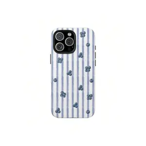 Blueberry Picnic Striped Protective Phone Case Suitable For IPhone17/IPhone17 Air/IPhone17 Pro/IPhone17 Pro Max/16 Pro Max/15 Pro Max/14 Pro Max/13 Pro Max/12 Pro Max For iPhone13