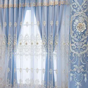 Embroidered Flower Pattern Curtain, Window Curtain, Elegant Design Single Panel Curtain, Fashionable Home Accessories for Living Room & Bedroom Decoration
