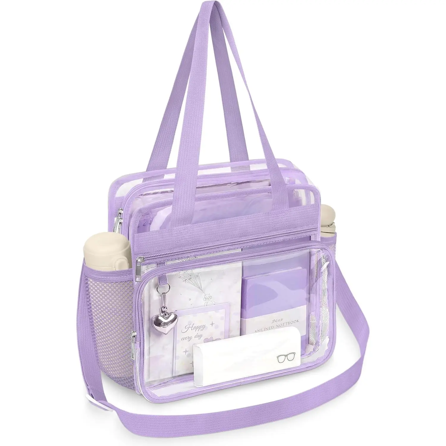 Clear Bag for Stadium Events 12 x 12 x 6 Clear Tote Lunch Bag Crossbody  Zipper Handbag for Work  Concert