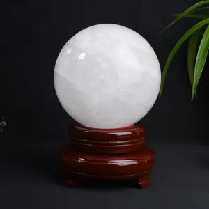 High-Quality Natural White Crystal Sphere - Polished Raw Stone Home Decor Statue, Spiritual Waterscape Accessory, Ideal Housewarming Gift & Unique Collectible