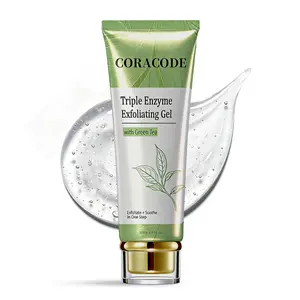 CORACODE Triple Enzyme Green Tea Exfoliating Aqua Peeling Gel – Deep Pore Face Exfoliator & Dead Skin Remover with AHA BHA, Gentle Facial Peeling Gel with Natural Cellulose for Smooth, Bright & Hydrated Skin, 100ml / 3.4 fl oz