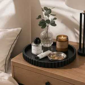Modern Round Silicone Tray, Nordic Minimalist Aesthetic Coffee Table Decor Tray, Perfume and Jewelry Display Plate, Stylish Decorative Home Accent for Living Room, Bedroom, Coffee Bar, Desktop Organization and Centerpiece Decor