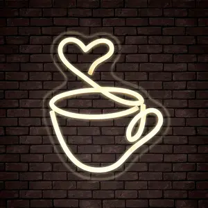 1pc Coffee Cup Neon Sign - （Coffee-Themed) LED Wall, Home Decor Lighting, Coffee Bar Decor with Switch-Controlled for Kitchen, Cafe, Restaurant, Bar - Modern Coffee Bean Gift for Christmas Parties & Shop Decor