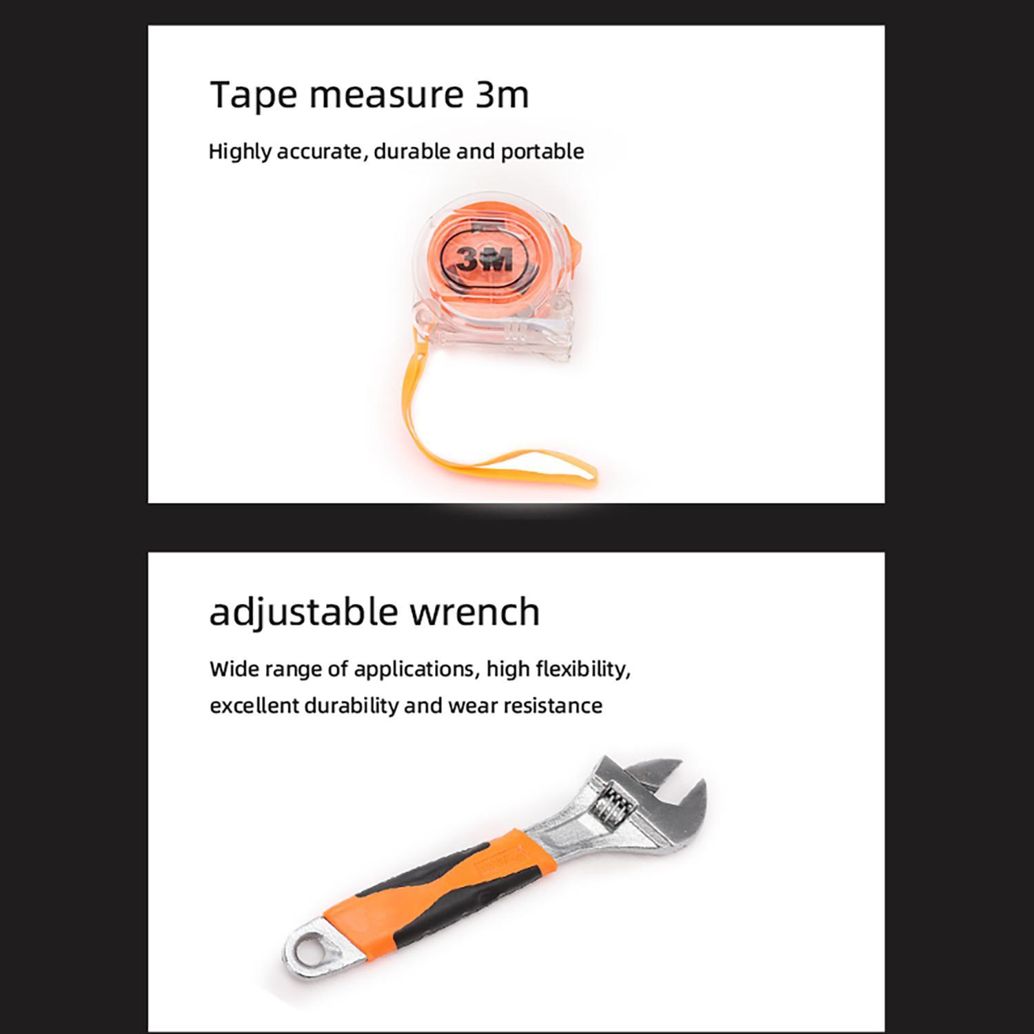 Portable Toolbox 23/20 Pieces Complete Home Repair Tool Set Includes Hammer Pliers and Screwdriver Durable Stainless Steel Easy to Store