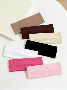 7pcs Headband Set, Simple Solid Color Knitted Hair Bands, Soft Fabric Headbands for Daily Use, Casual Parties, Sports, Commuting, Outdoor Activities, Hair Accessories, Gym Wrap Headband, Headband Outfit Set