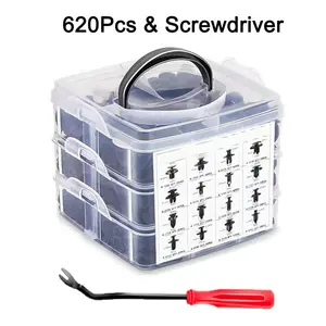 620PCS Car Fastener Clip Box Set, 16 Sizes Universal Auto Plastic Clips, Bumper Repair Kit & Interior Trim Panel Retainer