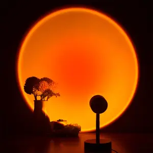 USB Powered Sunset Lamp Projector, Multi-Color LED Atmosphere Night Light, Adjustable Stand & Remote Control, Energy Saving RGB Lighting