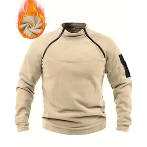 Men's Winter Fleece Crewneck Sweatshirt with Zipper Detail - Comfortable, Fitted Option for Outdoor & Everyday Casual Wear, Essential Winter Wardrobe Item, Comfortable Men's Sweatshirts, Fitted Men's Sweatshirts