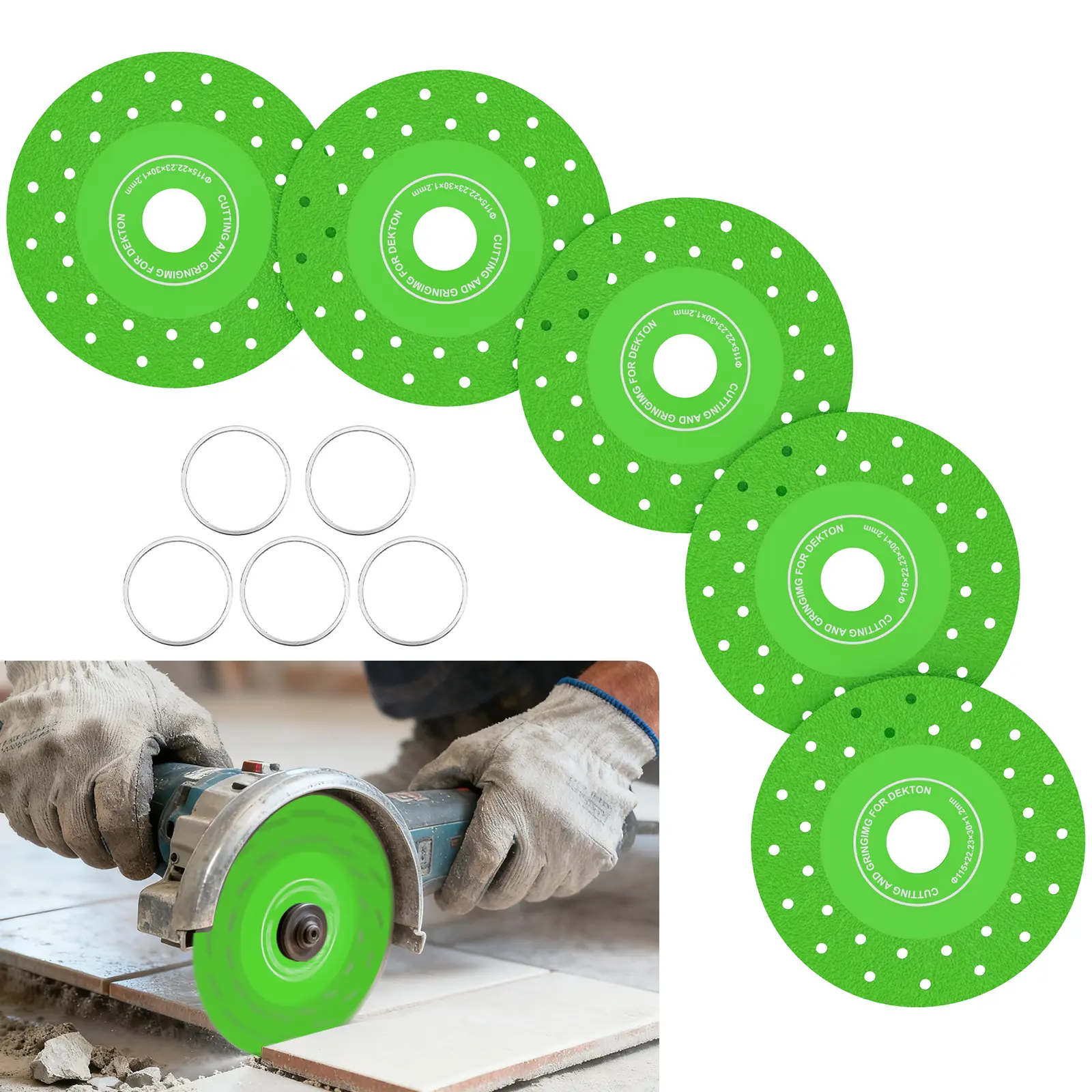 BURMONG 5PCS 4.5"(115 * 22.23mm) Glass Cutting  for Angle Grinder, Rock Slab Cutter Saw Blade, Ultra-Thin Cutting  for Marble Granite Porcelain Glass Manual Electric Coil Binding Machin tools Diamond Ceramic Tile Grinding Disc Cutting Disc tiktokshopsprin