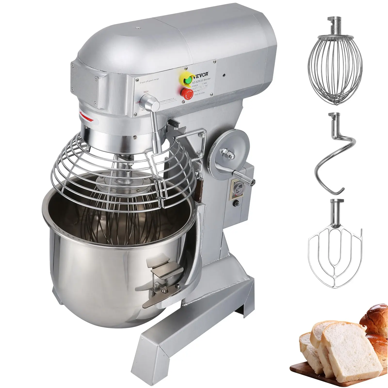 【summerfinds】VEVOR 15Qt 600W Gear-Driven Countertop Stand Mixer - 110V Heavy-Duty Household Appliances, 3-Speed Multi-Speed Mix (110/178/390 RPM), Stainless Steel Bowl, Attachments for Restaurants Commercial Kitchen Bakery Use (Ideal Father's Day Gift)