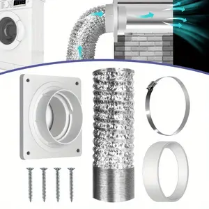 Dryer Vent Hose Connector Kit,Dryer Vent Wall Plate with Hose(4 inch 8 feet),Dryer Duct Connector with Quick Connect & Disconnect,Covers Area 7inch x 7inch,Fits 4 Inch,for Dryer Washer Bathroom