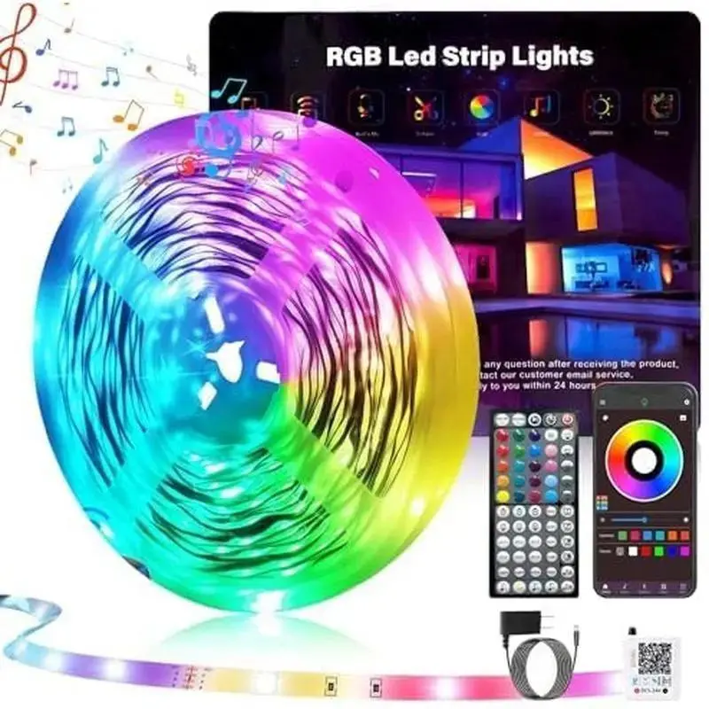 100 FT RGB LED Strip Lights, App & Remote Control Color-Changing Ambient Lights with Music Sync, DIY Room Decor LED Strips for Bedroom Home Supplies Festive & Party Use