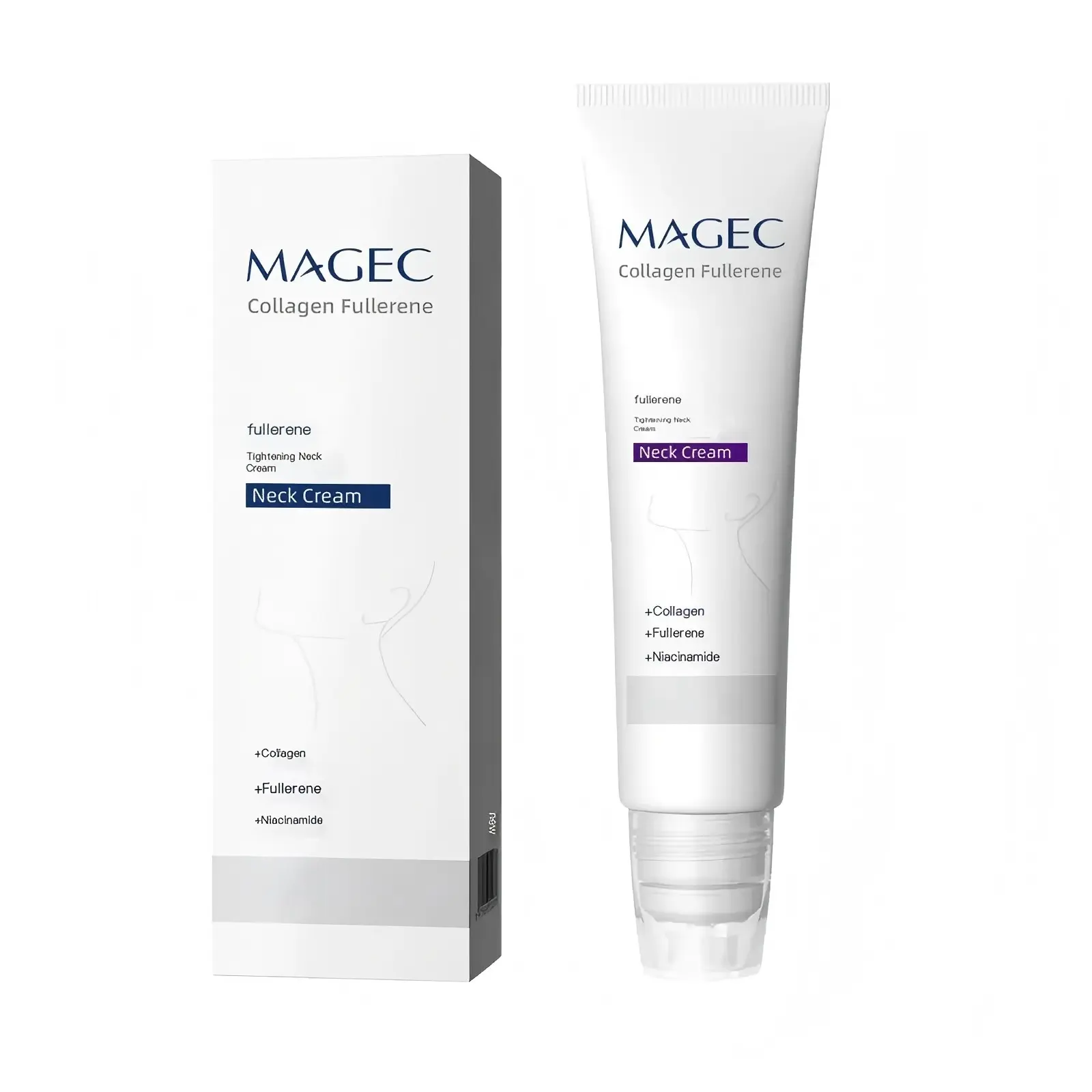 High Quality Non-Toxic Collagen Neck Firming Cosmetic Cream with 5 Rollers for Massage Neck, Hyaluronic Acid, Vitamin C+E - Reduces Wrinkles & Double Chin, Relieves Edema, Suitable for Adults with Wrinkled Skin