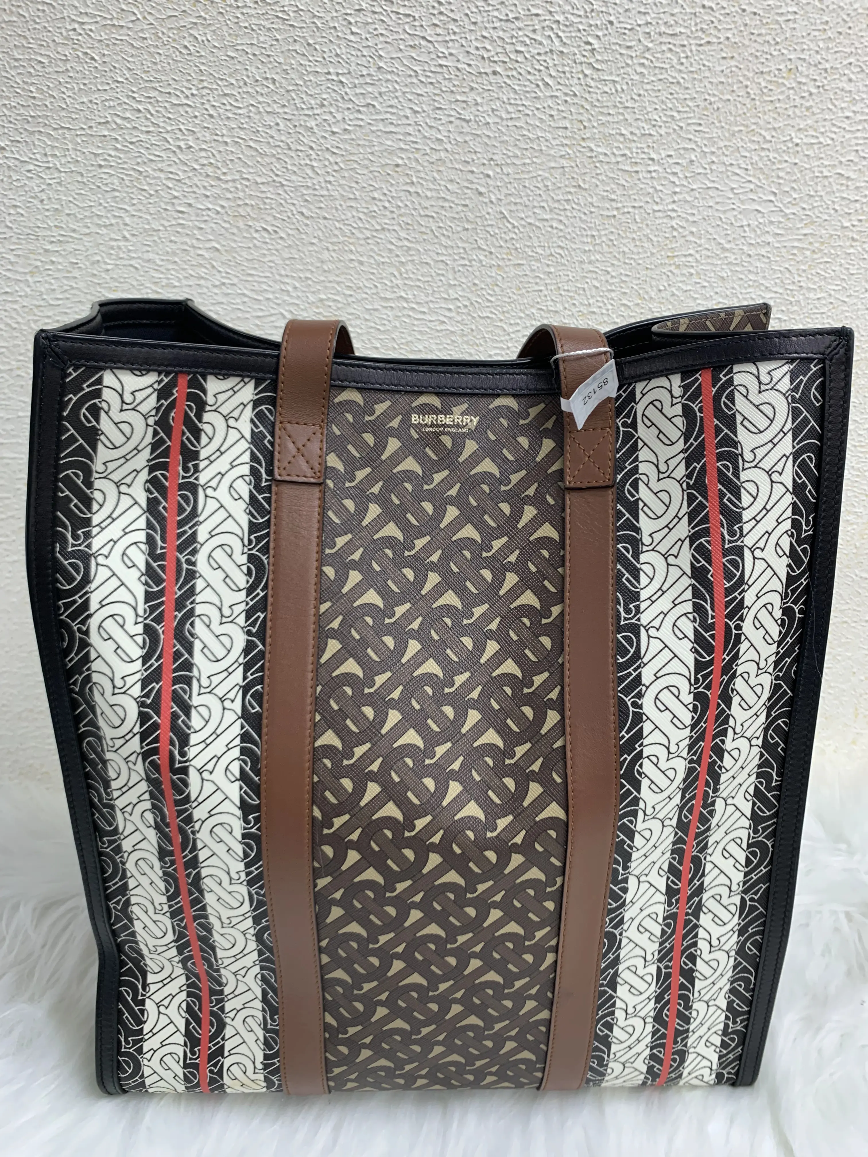 Pre-owned BURBERRY Monogram Stripe Tote Bag – Authentic Designer Handbag/WJ03122103