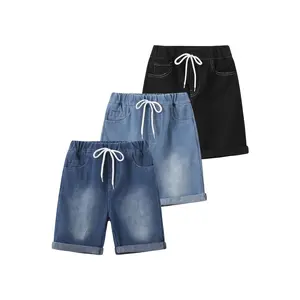 3-piece boy summer elastic waist fashion Joker denim shorts children pull rope design casual summer shorts Joker fashion casual children's wear