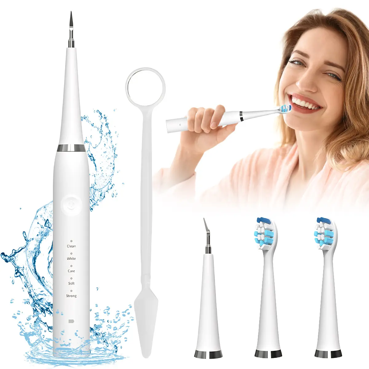 2in1 Multifunctional Plaque/Tartar Remover Electric Toothbrush, Cleaning Kits for Teeth, Calculus Remover Tartar Cleaning With Replaceable Toothbrush Heads, Waterproof Teeth Brush Kit At Home And Travel