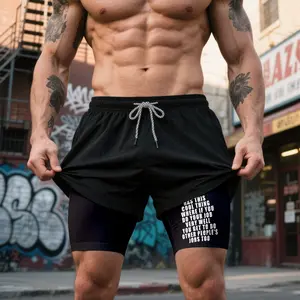 Double-Layer Sports Shorts Graphic Shorts Black Shorts Camo Shorts Streetwear Shorts Men Outfits Men Short Shorts Vacation Outfits Shorts