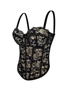 Black Lace Corset Top - Push-Up Bustier Cami