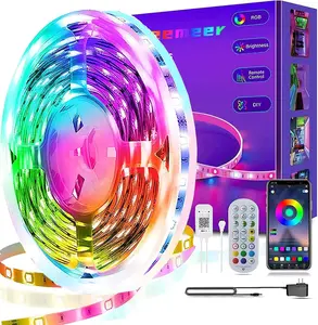 REEMEER Led Lights 50ft Smart APP Control Music Sync Led Strip Lights RGB Color Changing Led Lights Strips with Remote Led Lights for Bedroom Kitchen and Party