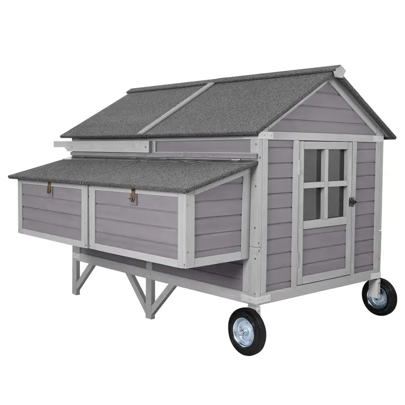 Summervibes Aivituvin Extra-Large Wooden Chicken Tractor for 8-10 Chickens-AIR97