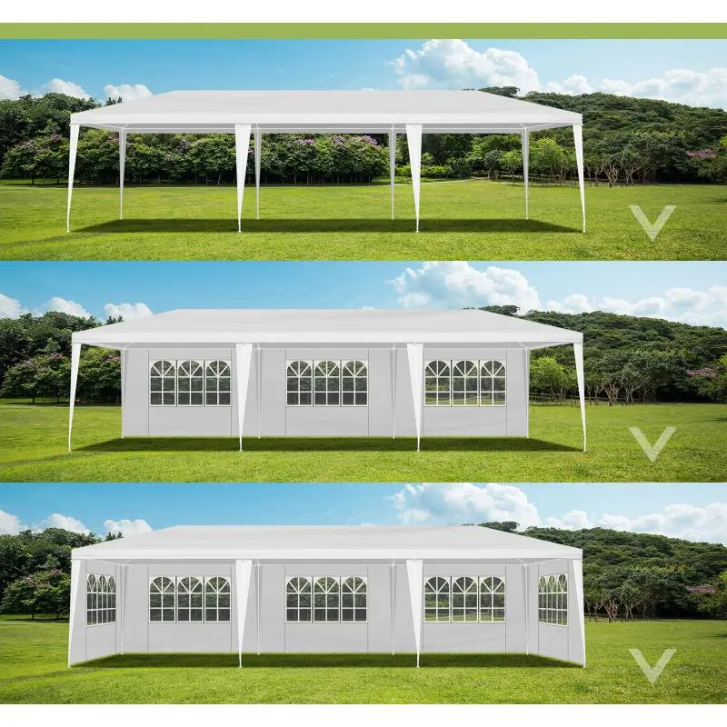 Spacious Party Tent 10*30FT Wedding Tent with 5 Removable Sidewalls, Outdoor Use for Party, Wedding, Marketplace,Wedding Canopy| Outdoor Event Shelter| Commercial-Grade Marquee| Backyard Festival Tent| Elegant Reception Pavilion canopy shade wall