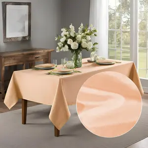 AzulHome Classic Rectangular Velvet Tablecloth, 63in x 118in Stain-Resistant Wrinkle-Free Washable Table Cloth with Pink Cushion Cover