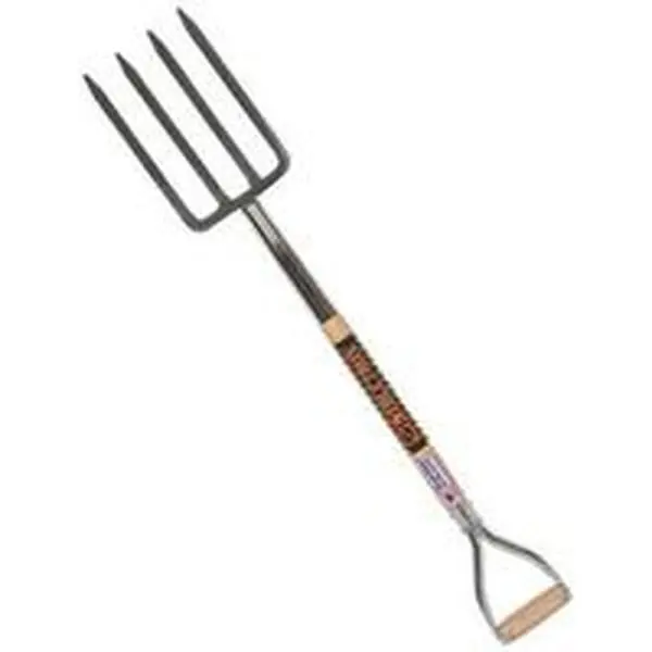 Seymour Midwest Garden Spading Fork, 4-Tine Steel Head, 29 In Hardwood Handle, Ideal for Soil Aeration, Model 49077, Aerating Soil