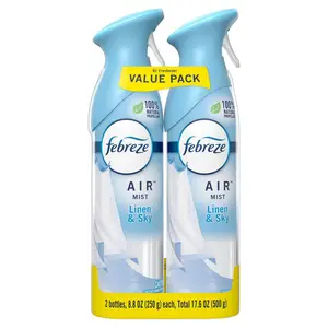 Febreze Air Effects 8.8 Oz. Linen and Sky Scent Air Freshener Spray (2 Count), Eliminates Smoke Odor, Pet Odor Eliminator, Doesn‘t Mask Odors, Natural Propellant, Whole Home Freshener, Kitchen Air Freshener, Bathroom Odor Spray.