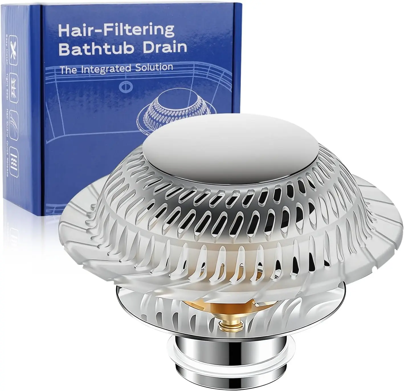 Bathtub Drain Stopper,Pop-up Tub Stopper & Strainer,Hair Catcher | Shower Drain Strainer,Tub Stopper for Bathtub Plug for Tip-Toe/Trip Lever/Lift & Turn Tub Drains