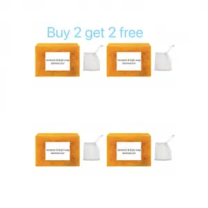 Buy 2 Get 2 Free Lemon Turmeric & KojicAcid Soap Bars, Back to School Summer Face & Dark Spot Reducer, Body Wash, Daily Skin Cleanser Sets for acne-prone skin, Moisturizing Gentle KojicAcid Soap Bar Set with soap saver bags