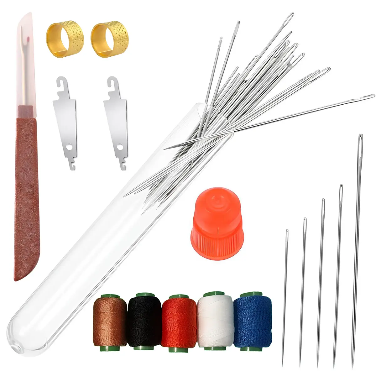 LZDJTQ 36 PCS (1-Set) Large Eye Sewing Needles Set -Easy-Thread Big Eye Hand Needles for Mending Quilting & Embroidery All-Purpose Sewing Kit for DIY Sewing Projects Multifunctional Sewing Thread Set