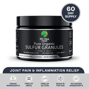 My Vida Origins Pure Organic Sulfur | 99% Pure MSM Granules for Joint Pain, Inflammation, Energy, Hair, Skin, and Nail Health | Non-GMO, Vegan, Gluten Free (62 Servings) 2 Months Supply