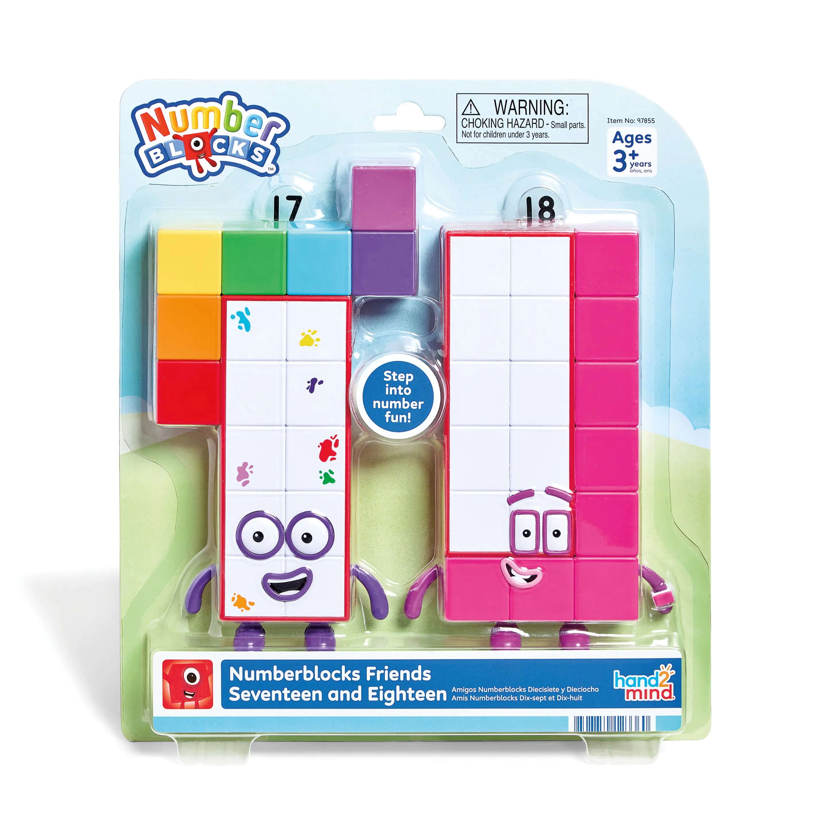 hand2mind Numberblocks Friends Seventeen and Eighteen Figure Pack, Ages 3+, Number and Counting Toys, Play Figure Playsets, Small Figurines for Kids, Kindergarten Math and Pretend Play Toys