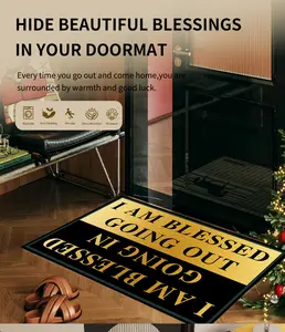 Letter-pattern doormat, absorbent entry mat, polyester fiber decorative rug suitable for living rooms or bedrooms, home decor rug