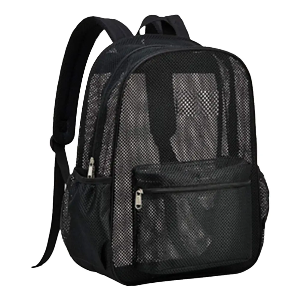 Mesh Backpack See Through Backpack with Adjustable Straps College Student Backpack Fitness Training Bag for Commuting Swimming Beach Outdoor Sports