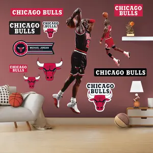 Michael Jordan - RealBig Dunk Collection - Official NBA - Chicago Bulls - Reusable Vinyl Wall Decals