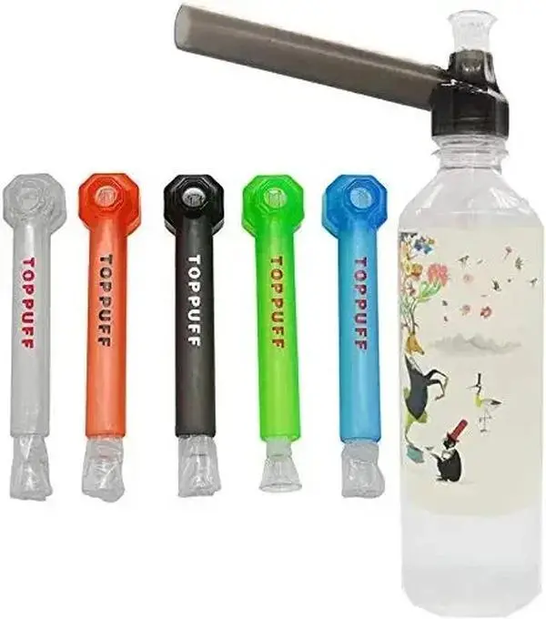 5 Pack Portable Water Pipe Bottles, Random Colors, Premium Glass Design, Compact Reusable Smoking Accessories