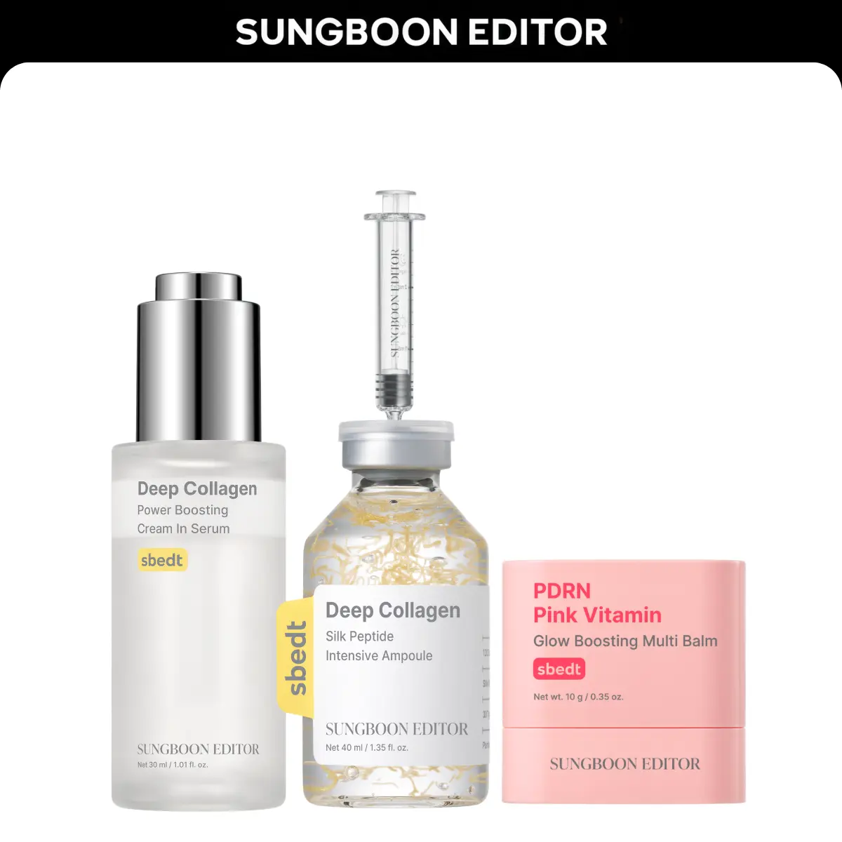 [Sungboon] Full-Face Volume Trio | Deep Collagen Serum, Silk Peptide Ampoule & PDRN Multi Balm, Elasticity & Volume Care, Fine Line Smoothing, 3-Step Set