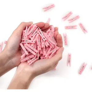 100Count Shower Clothespins Games Girl Plastic Clothes Pin with Waterproof Bag Mini Pink Pin Bulk 1.37 inch for Party Decorations, DIY Crafts